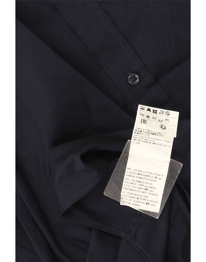 Camisa Benetton Hombre Small Azul Marino Algodón