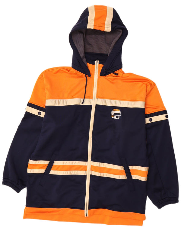 Fila Mens Hooded Chándal Top Chaqueta Grande Azul Marino Colorblock Poliéster