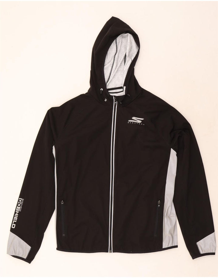 Skechers Chaqueta superior de chándal con capucha para hombre Poliéster color block negro grande