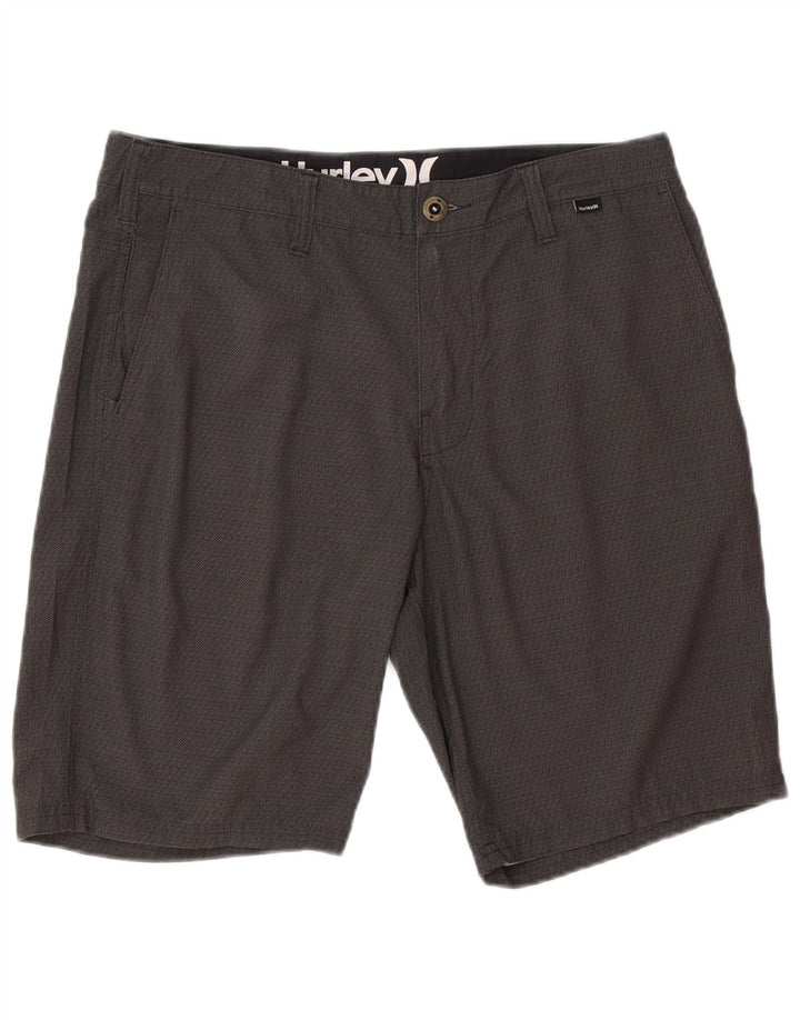 Hurley Pantalones cortos chinos para hombre W33 Poliéster geométrico gris medio