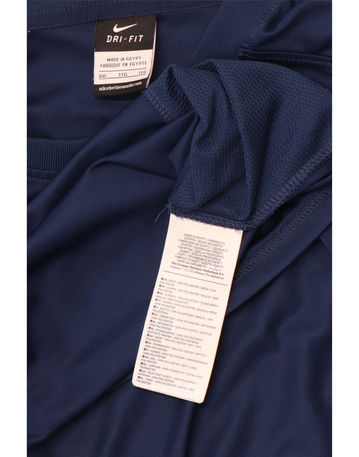 NIKE Camiseta gráfica Dri Fit para hombre Top 2XL Poliéster azul marino
