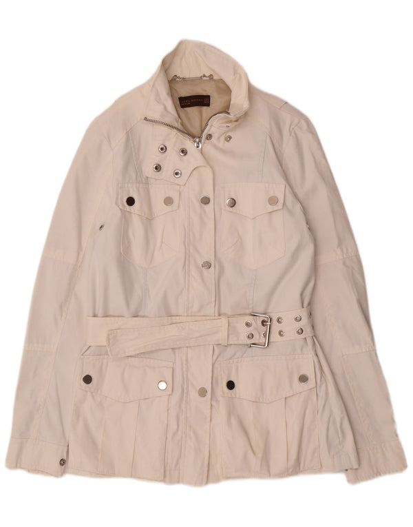 Zara Mujer Chaqueta Utilitaria UK 12 Medium Off White Nylon