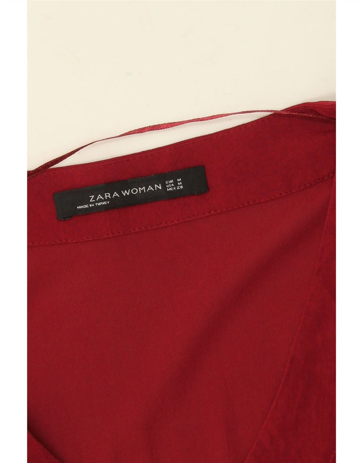 Zara Top Túnica De Manga Larga Para Mujer UK 44 Medium Rojo