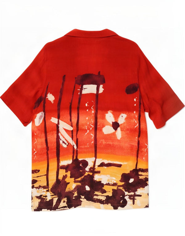 ELENA MIRO Camisa hawaiana larga de manga corta para mujer UK 26 5XL Rojo Floral