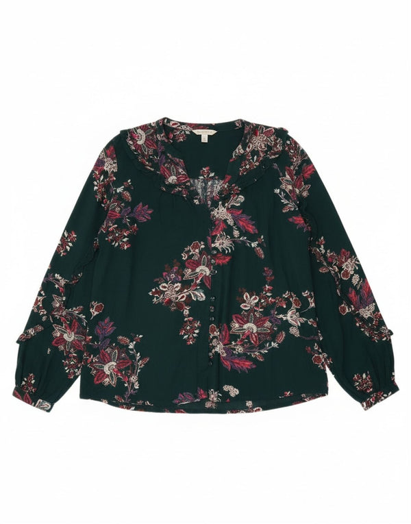 Blusa camisera extragrande para mujer de Fat Face UK 40 Small Verde Floral Viscosa