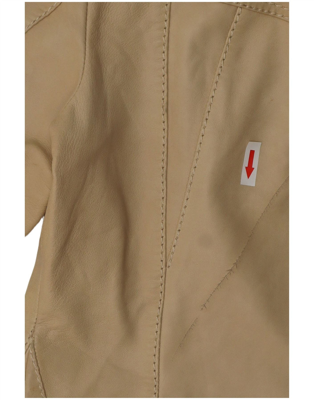 TRUSSARDI JEANS Chaqueta corta de cuero para mujer IT 44 Cuero beige medio