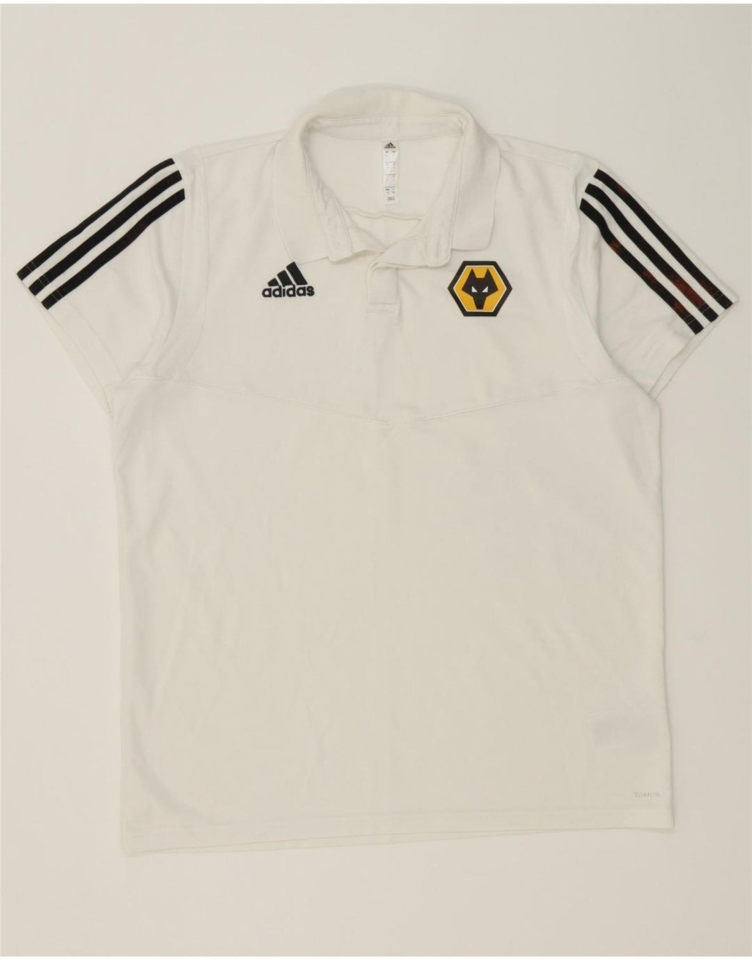 Adidas Mens Wolverhampton Wanderers Polo Grande Blanco Rayas Algodón