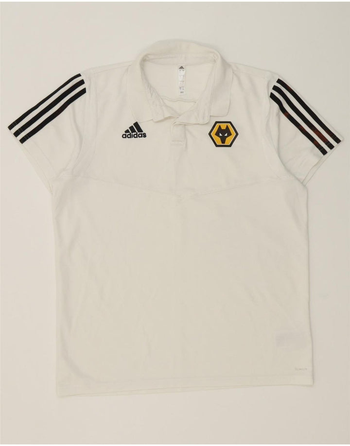 Adidas Mens Wolverhampton Wanderers Polo Grande Blanco Rayas Algodón