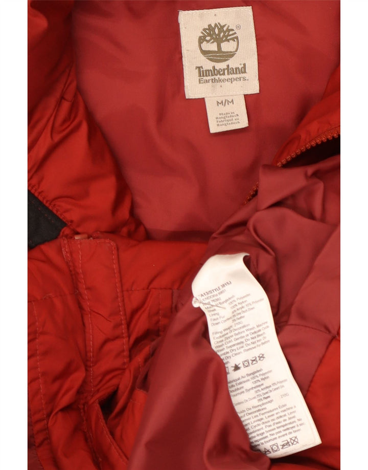 Timberland Chaqueta acolchada con capucha para mujer Reino Unido 12 Poliéster rojo mediano