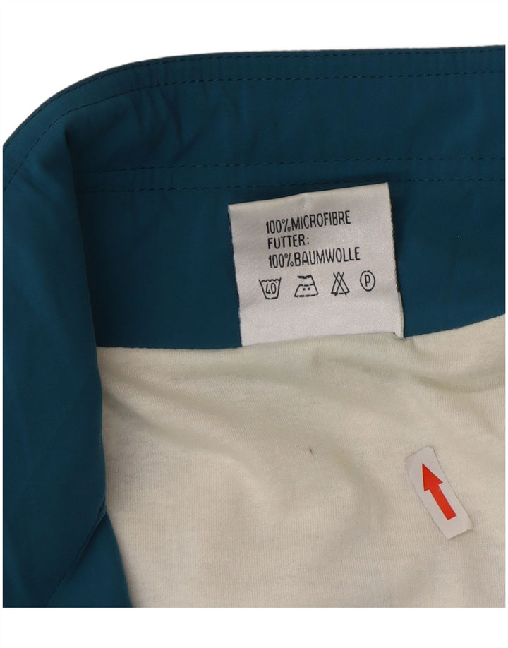 Vintage hombres chándal top chaqueta grande azul colorblock microfibras