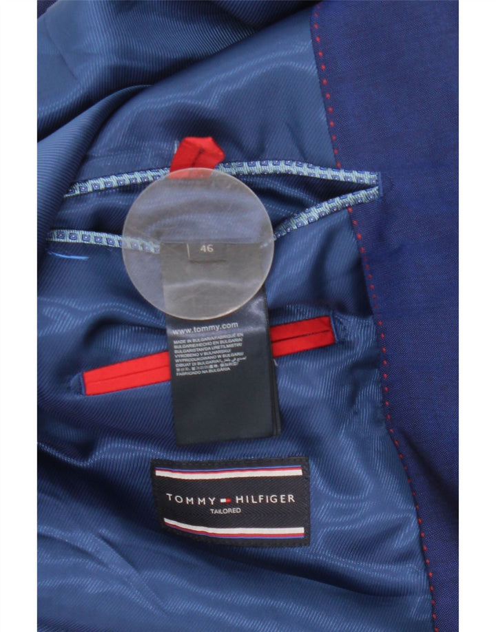 Tommy Hilfiger Chaqueta tipo blazer de 2 botones para hombre IT 46 Small Blue Virgin Wool