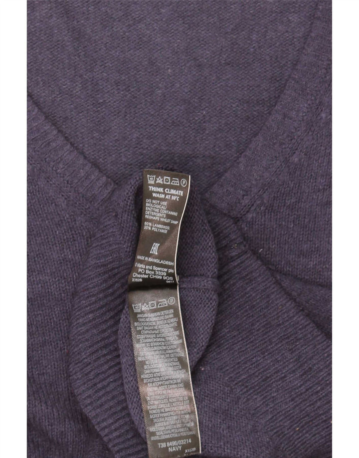 Marks & Spencer Suéter con Cuello en V para Mujer UK 10 Small Azul Marino