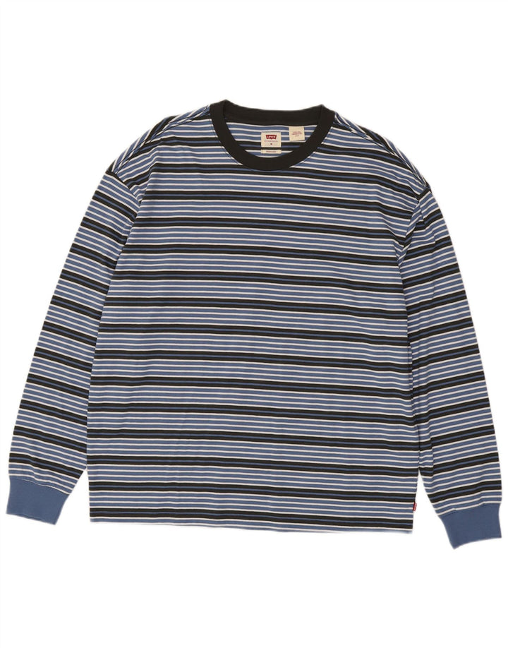 Levi's Hombre Top extragrande de algodón a rayas azul medio de manga larga