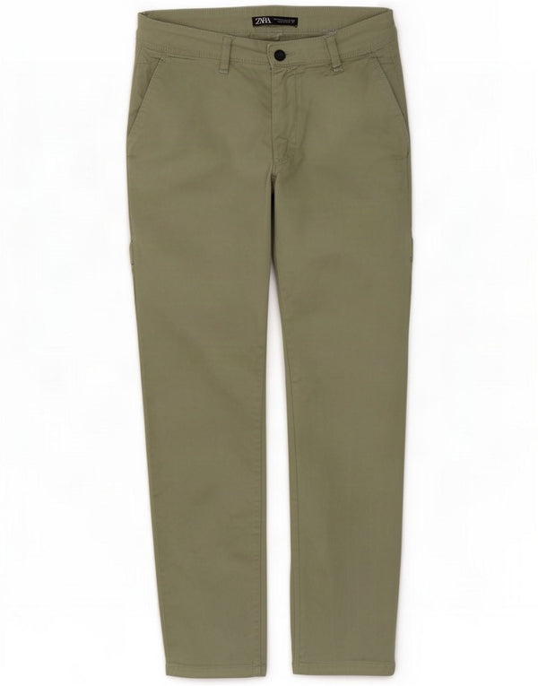 Zara Mens Slim Chino Pantalones EU 42 Large W32 L29 Algodón Verde