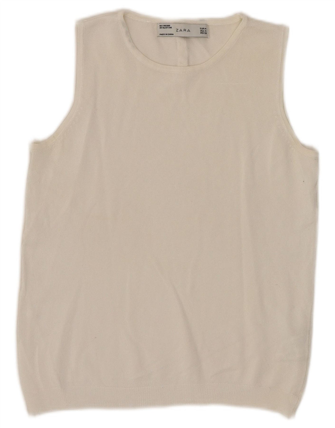 Zara Mujer Crop Vest Top UK 12 Medium Viscosa Blanca