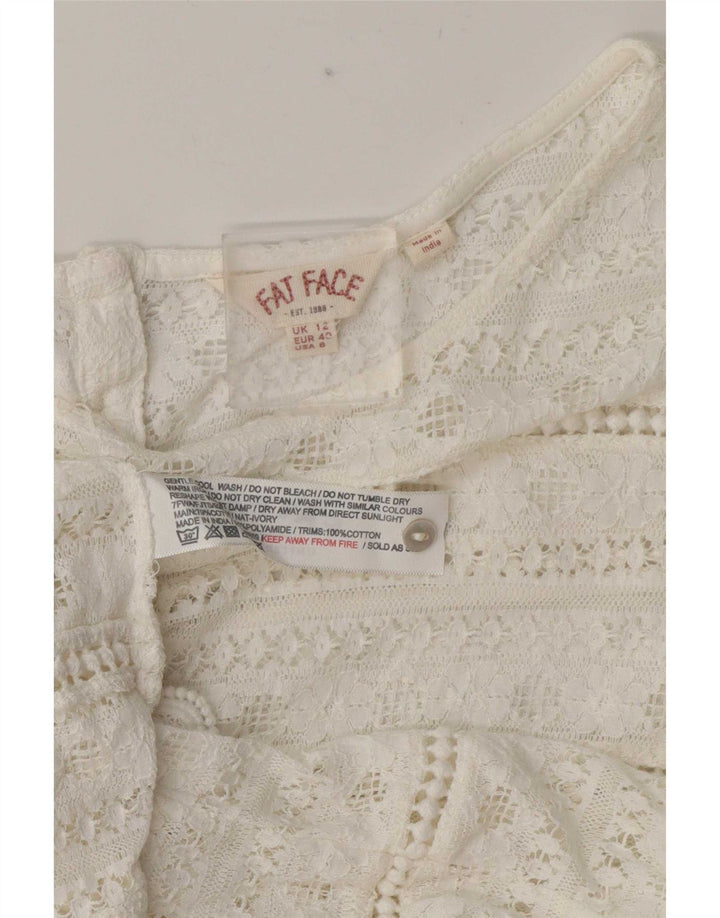 Blusa camisera transparente para mujer Fat Face UK 42 Algodón blanco mediano