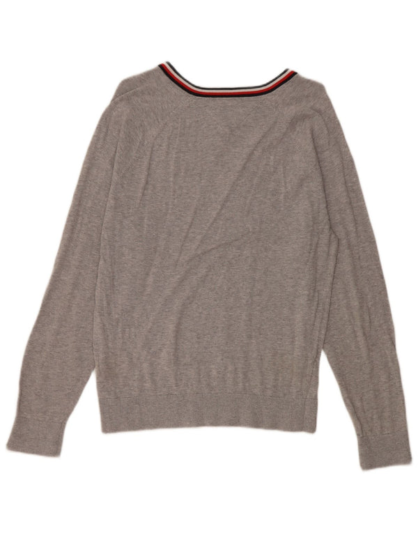 TOMMY HILFIGER Jersey con cuello en V para hombre de algodón moteado gris pequeño
