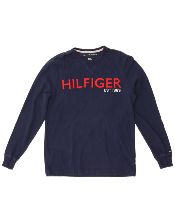 Tommy Hilfiger Camiseta gráfica de manga larga para hombre XS Algodón azul marino