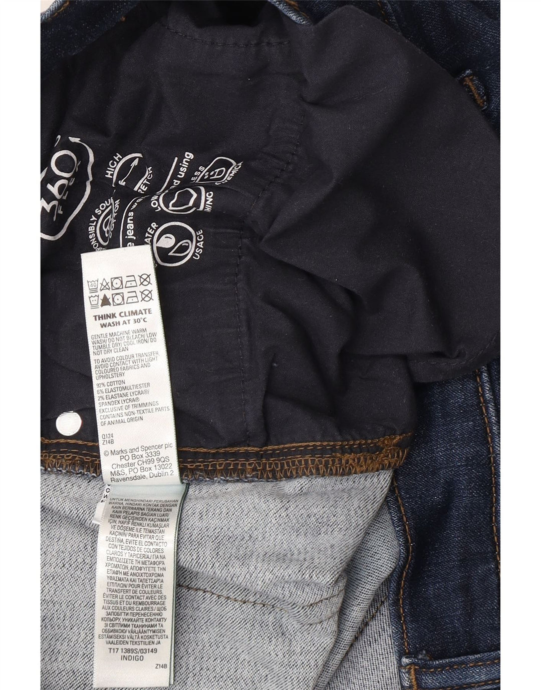 Marks & Spencer Vaqueros ajustados regulares para hombre W36 L31 Algodón azul marino