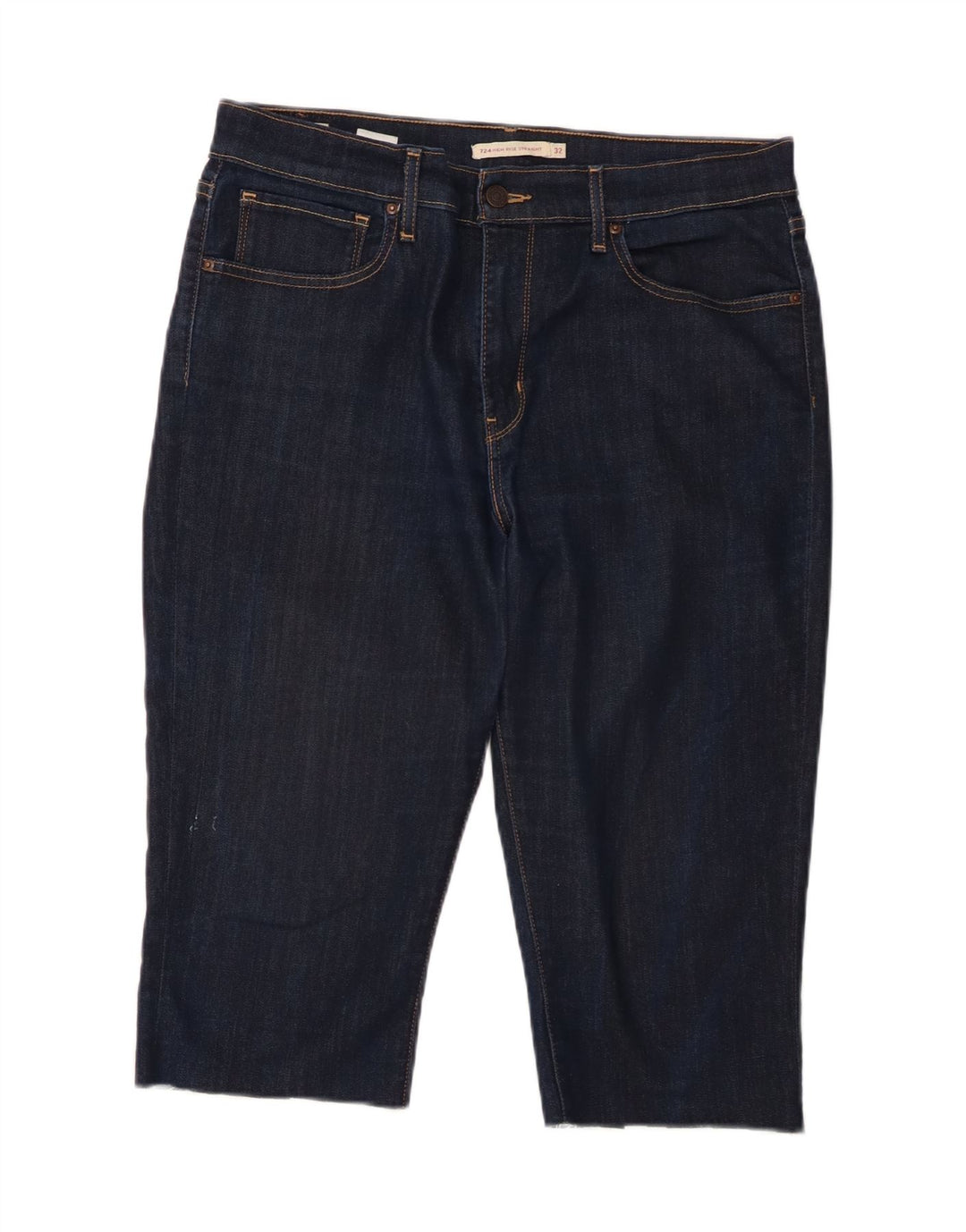 Levi's Mujer 724 Pantalones Cortos De Mezclilla De Tiro Alto W32 Large Lyocell Azul Marino