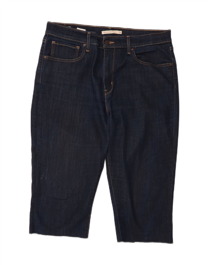 Levi's Mujer 724 Pantalones Cortos De Mezclilla De Tiro Alto W32 Large Lyocell Azul Marino