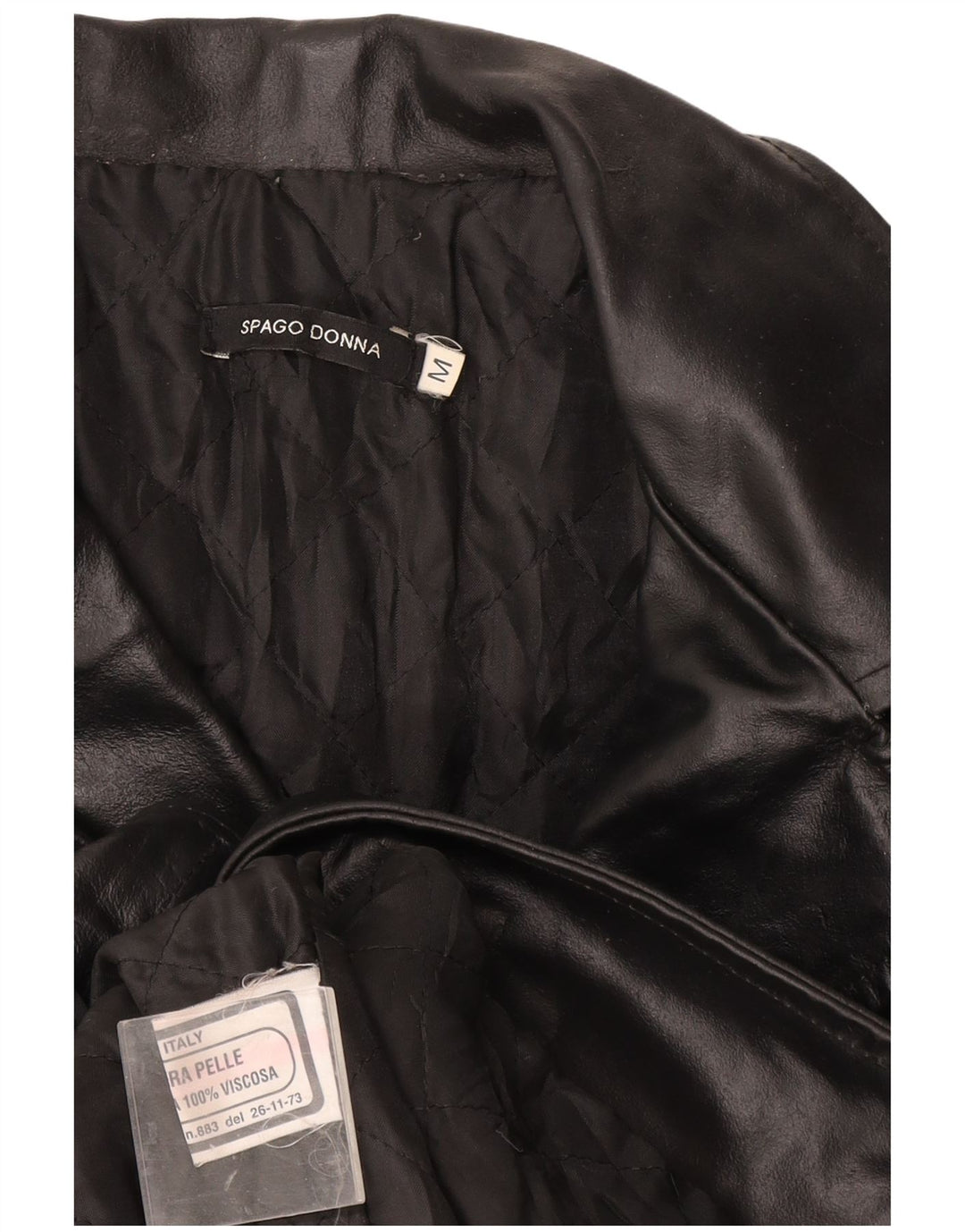Vintage mujer cuero abrigo Reino Unido 12 cuero negro medio