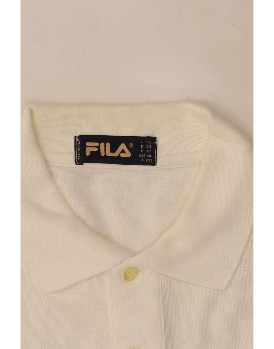 Fila Polo alto para hombre de algodón blanco grande