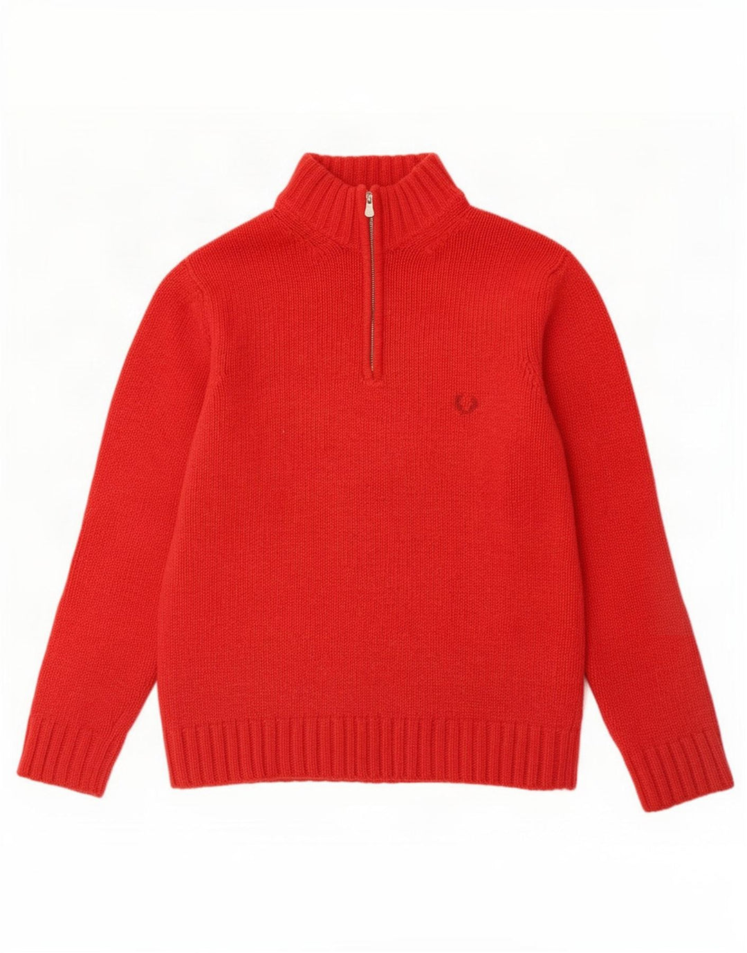 Fred Perry Jersey De Cuello Con Cremallera Para Hombre De Lana Roja Grande