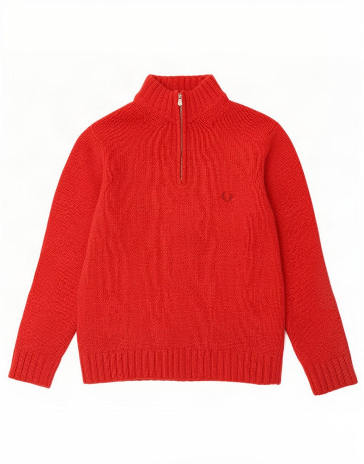 Fred Perry Jersey De Cuello Con Cremallera Para Hombre De Lana Roja Grande