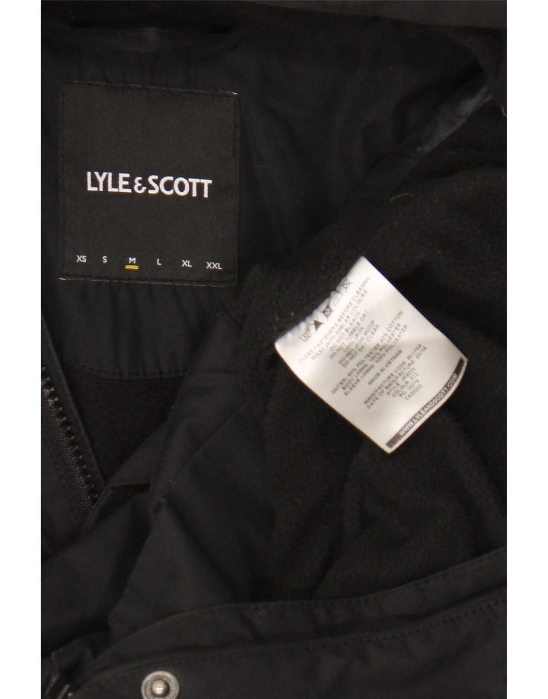 Lyle & Scott Chaqueta cortavientos con capucha para hombre UK 38 Mediano Negro Poliéster