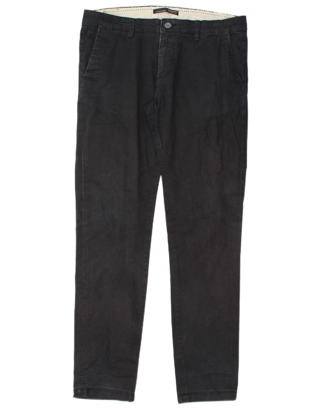 Zara Mens Slim Chino Pantalones EU 42 Large W32 L33 Negro