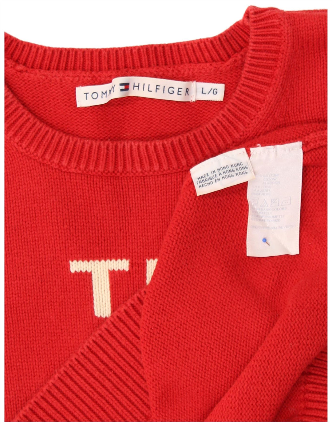 TOMMY HILFIGER Suéter con cuello barco para niña 14-15 años Grande Rojo