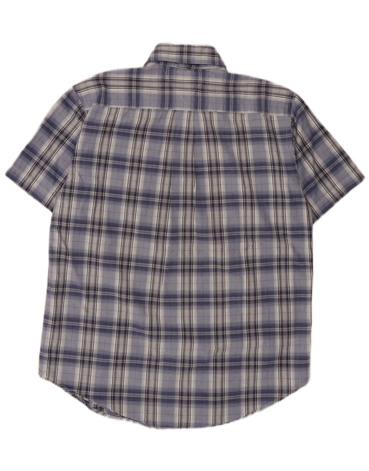 Camisa Tommy Hilfiger Hombre de Manga Corta de Algodón a Cuadros Azul Medio