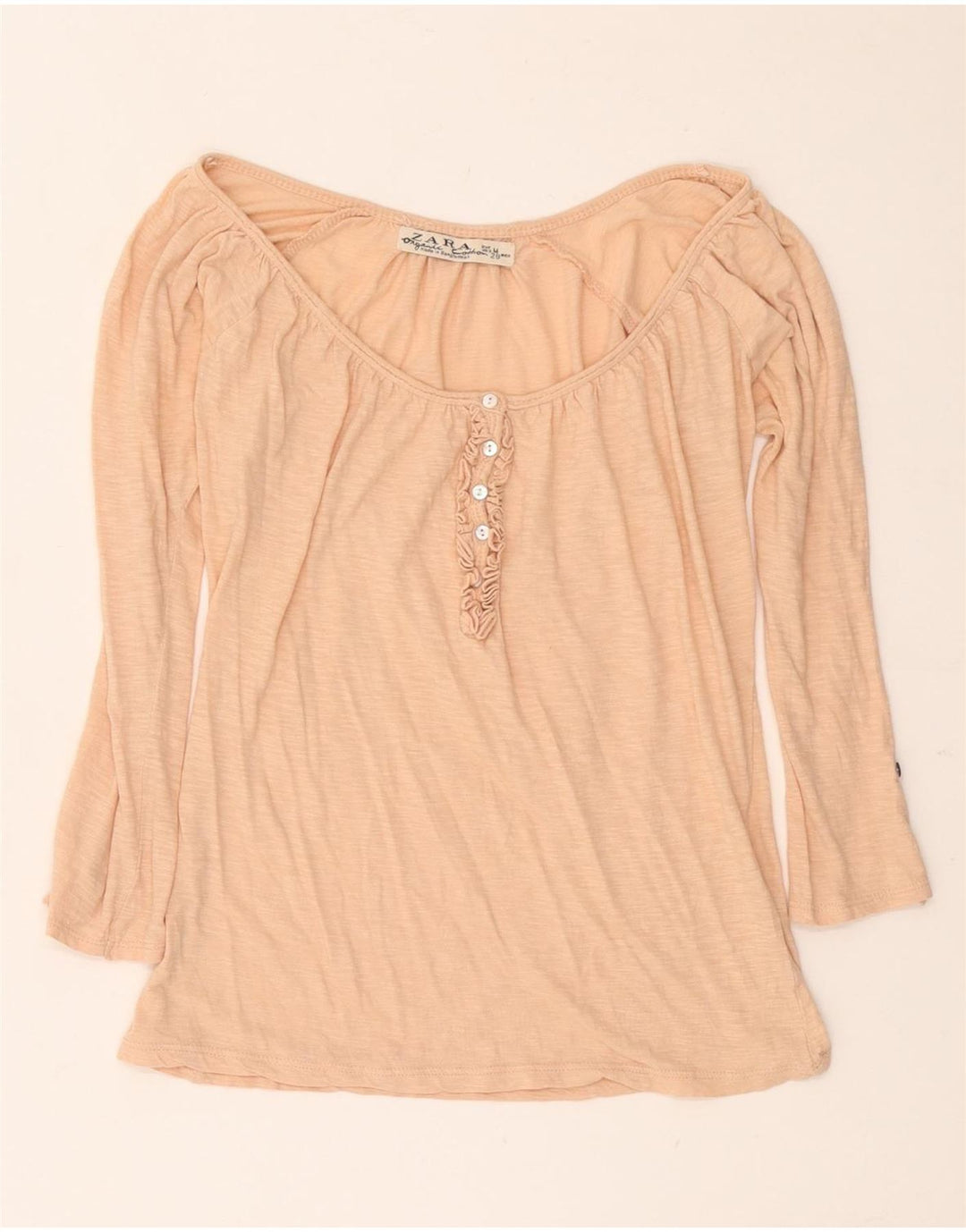 Zara Mujer Top Manga Larga UK 42 Medio Rosa Moteado