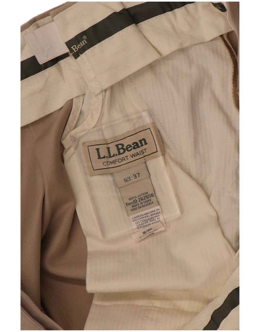 L.L.BEAN Pantalón chino con pinzas para hombre W37 L31 Algodón beige