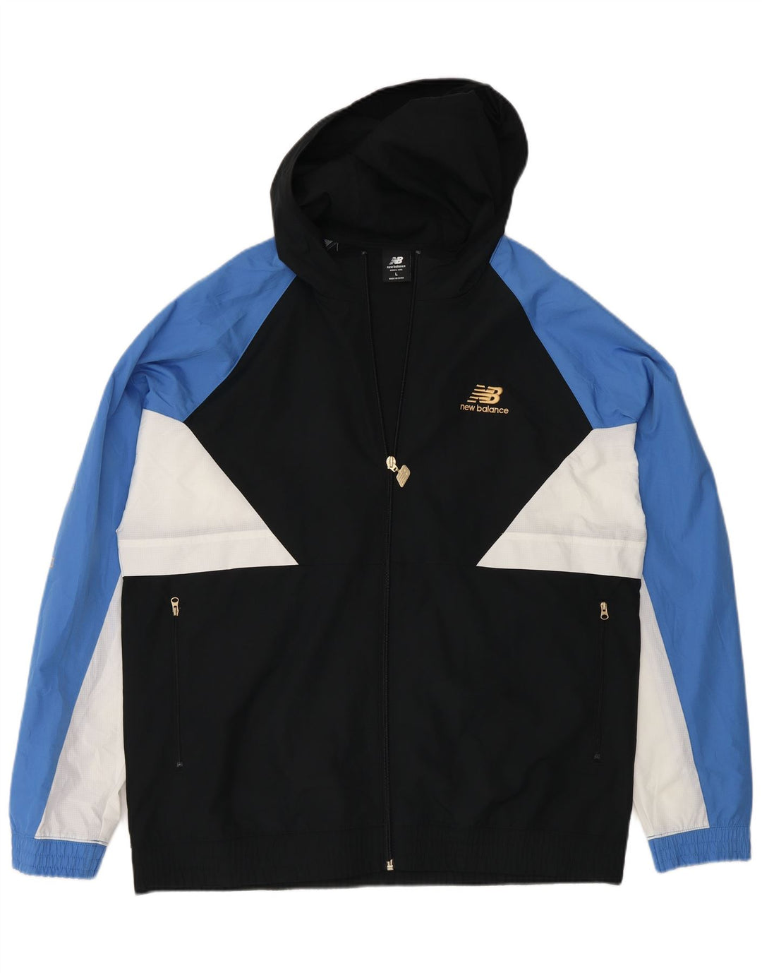 New Balance Chaqueta superior de chándal con gráfico para hombre, talla grande, color negro