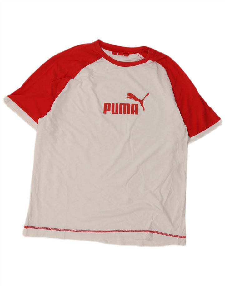 PUMA Camiseta gráfica para hombre Top XL Algodón blanco con bloques de color