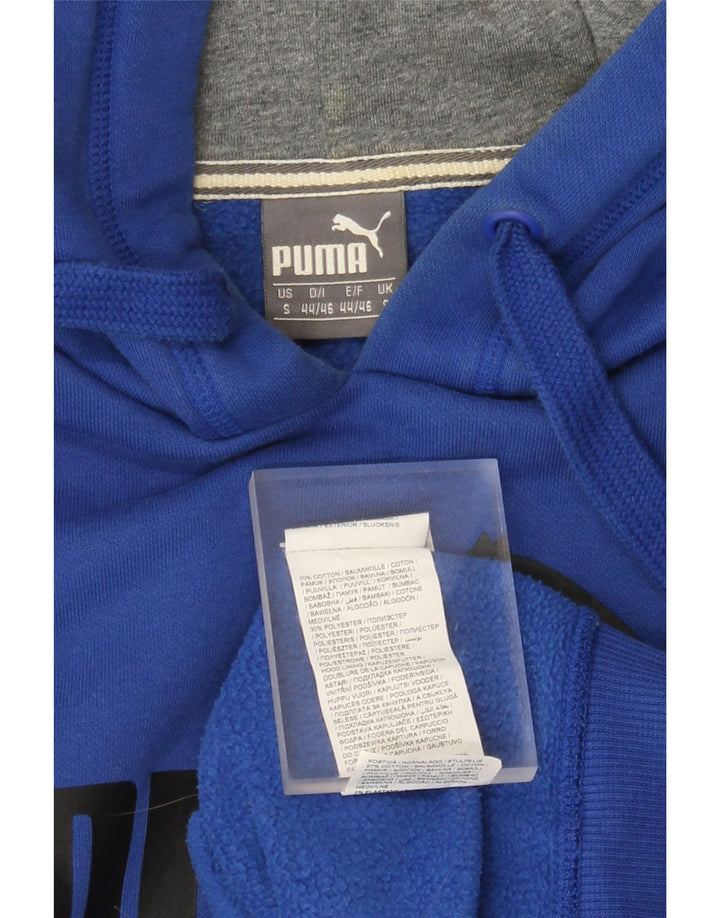 PUMA Jersey con capucha gráfica para hombre pequeño de algodón azul