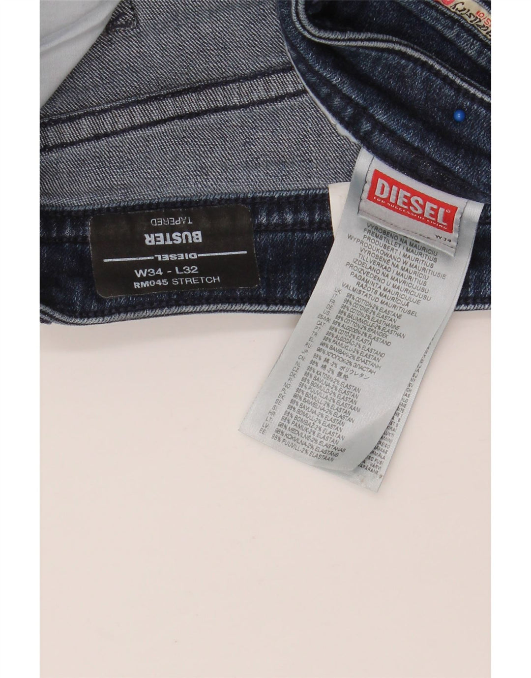 DIESEL Vaqueros Buster Tapered para Hombre W34 L34 Algodón Azul Marino