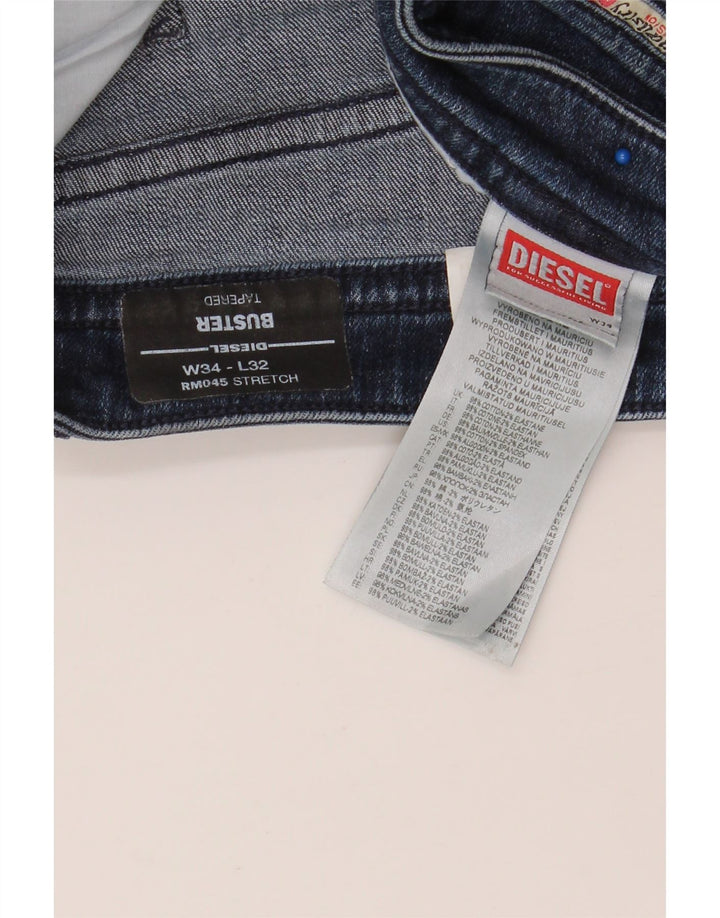 DIESEL Vaqueros Buster Tapered para Hombre W34 L34 Algodón Azul Marino