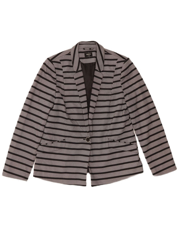 Chaqueta tipo blazer de 1 botón para mujer Oasis UK 44 Poliéster a rayas gris medio