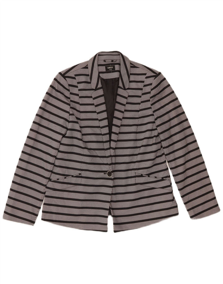 Chaqueta tipo blazer de 1 botón para mujer Oasis UK 44 Poliéster a rayas gris medio
