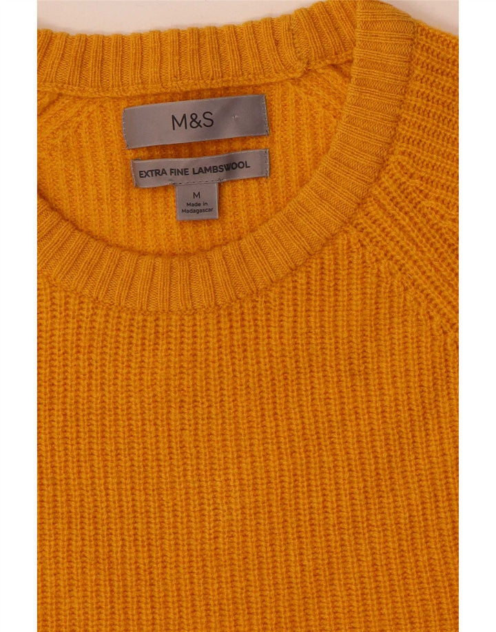 Marks & Spencer Jersey De Cuello Redondo Para Hombre De Lana De Cordero Amarillo Medio
