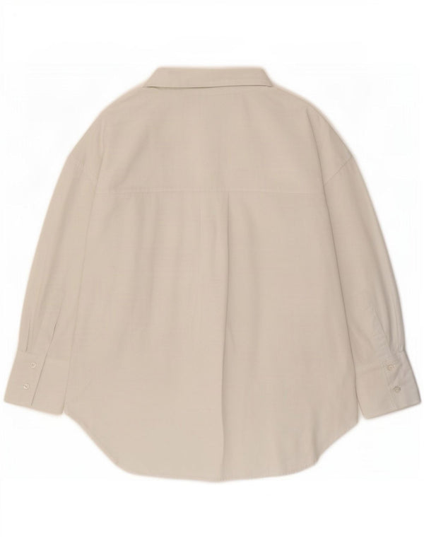Zara Mujer Camisa Extragrande UK 10 Small Algodón Blanco