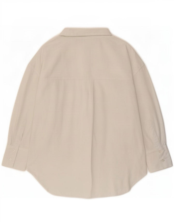 Zara Mujer Camisa Extragrande UK 10 Small Algodón Blanco