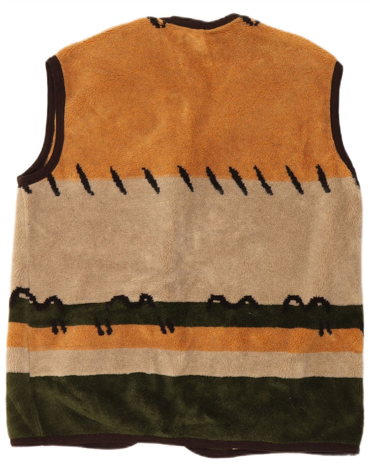 Vintage mujer polar Gilet Reino Unido 20 2XL poliéster multicolor colorblock