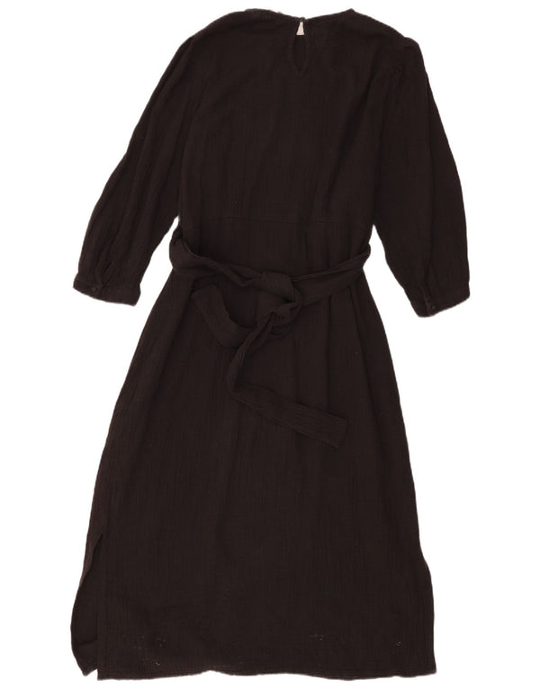 Zara Vestido largo de manga 3/4 para mujer UK 44 Grande Algodón negro