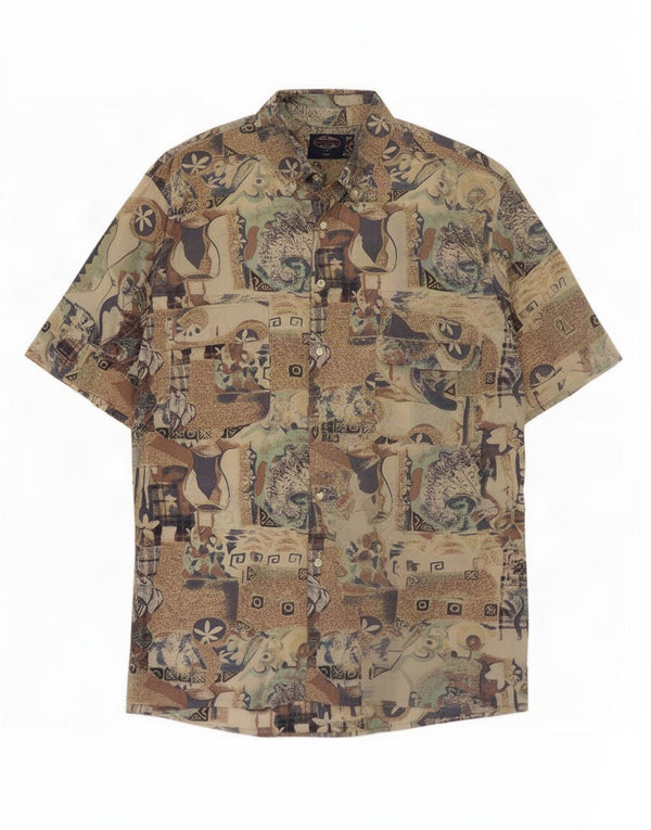 Camisa vintage de manga corta para hombre grande multicolor