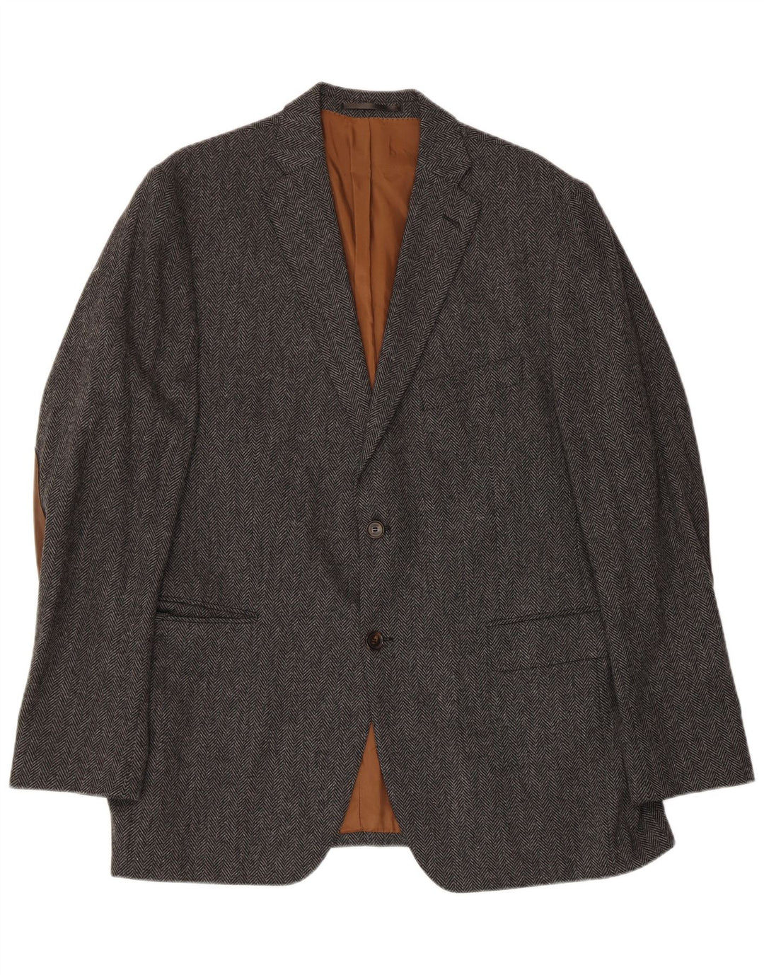 Vintage hombres 2 botones Blazer chaqueta IT 56 3XL lana de espiga gris