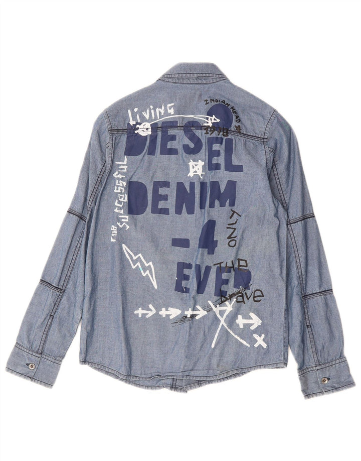 DIESEL Camisa gráfica para niño 9-10 años Azul medio Algodón